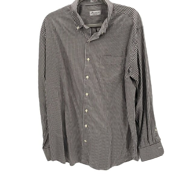 Peter Millar Cotton/Silk Blend Black Gingham Crown Soft Shirt Men's Size XL